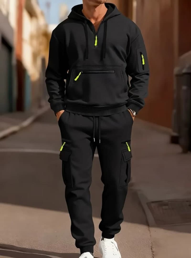 Imagen de Conjunto Urbano Hoodie Cargo con Cierres Contrastantes