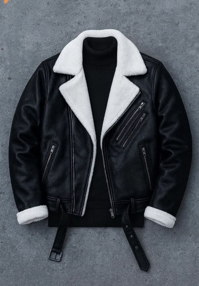 Chaqueta Negra Biker Forro Ovejero
