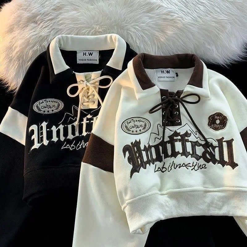 Buzo Cropped Universitario Vintage
